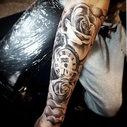 Rose Watch Forearm Tattoo